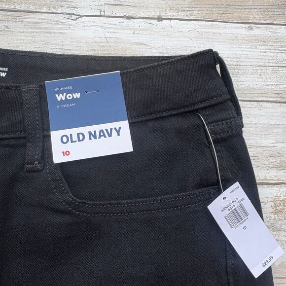 Old Navy Short Sz 10 NWT Black Denim High Rise Wow Casual Normcore Classic - Picture 3 of 8